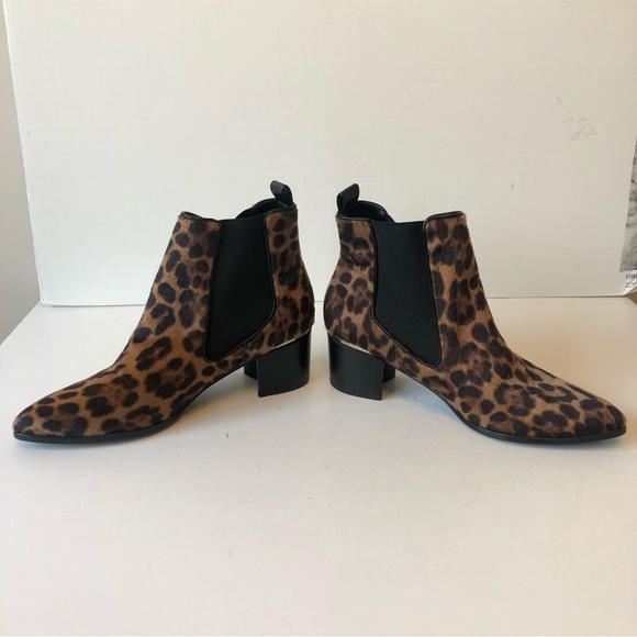 Nine West Leopard Print Chelsea Boots Natural Multi Pony Hair Size 8 - Picture 10 of 16